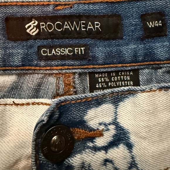 Rocawear Mens Classic Straight Leg Jeans with Artistic Bleach Pattern Tag Sz 44 - Picture 3 of 15